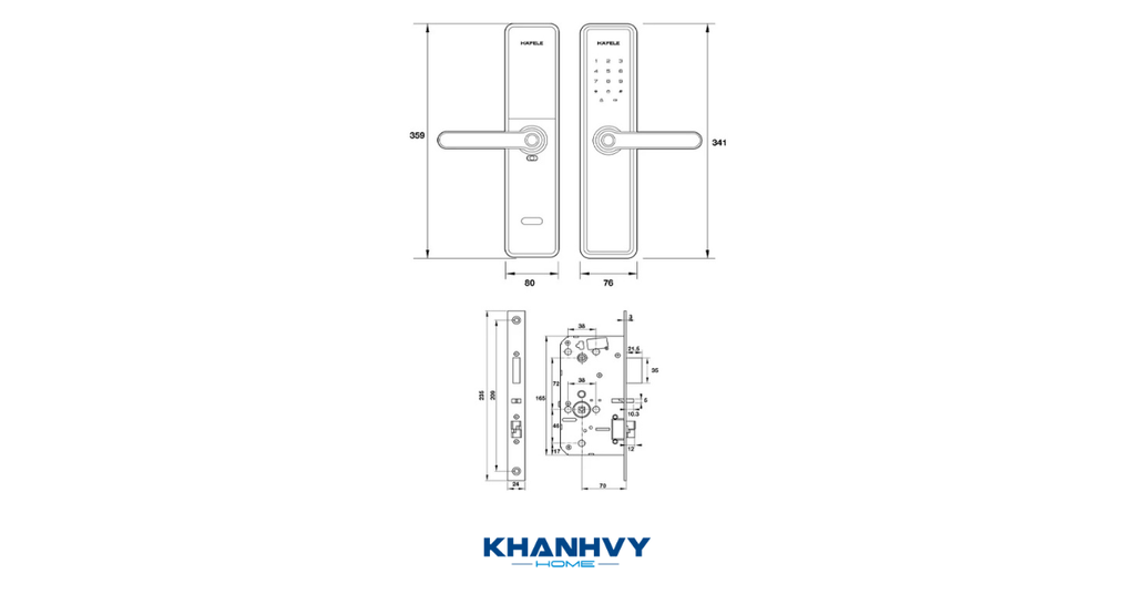 Thông số kỹ thuật khóa điện tử Hafele DL7600 912.20.232