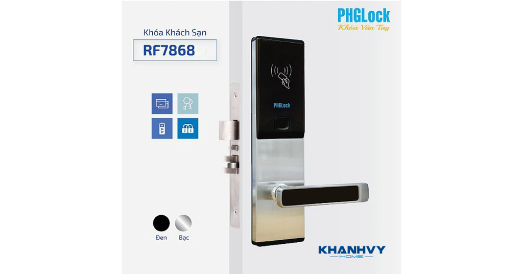 Khóa khách sạn PHGlock RF7868 - R tích hợp phương thức mở khóa đa dạng