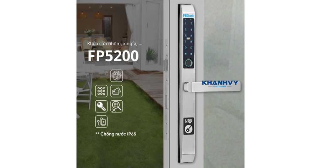 Sản phẩm khóa Cửa Nhôm PHGLock FP5200-S tích hợp nhiều phương thức mở khóa
