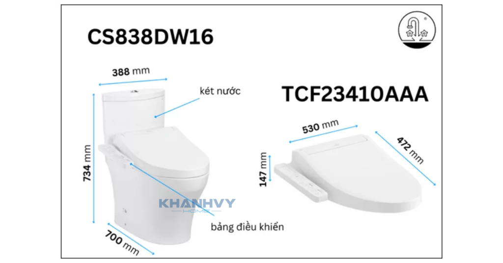 Cấu tạo bàn cầu hai khối
