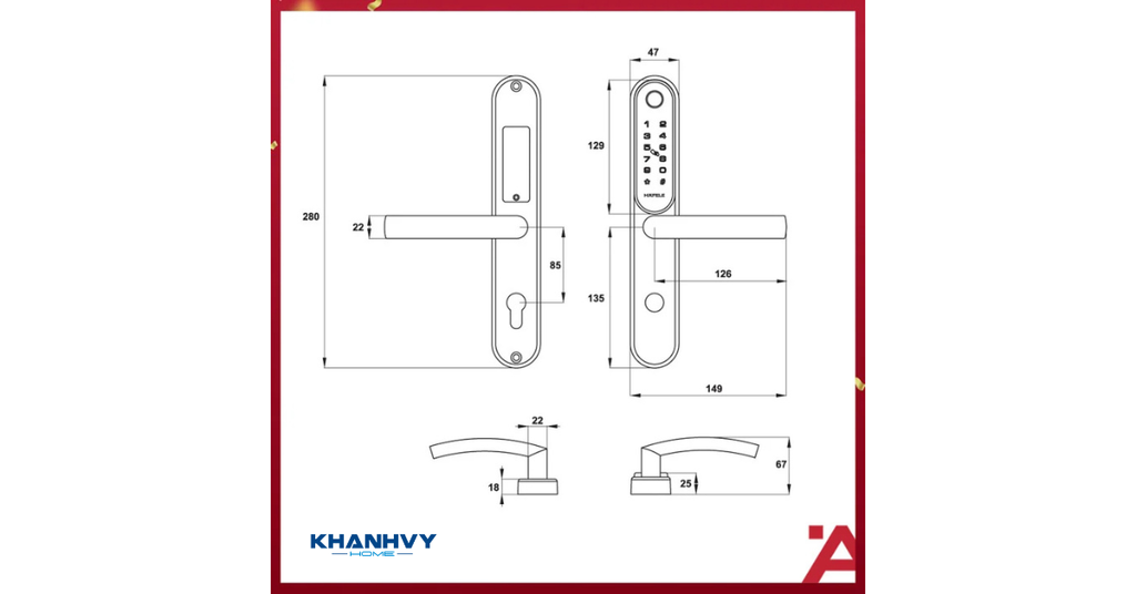Thông số kỹ thuật khóa điện tử Hafele EL6500 TCS 912.20.120