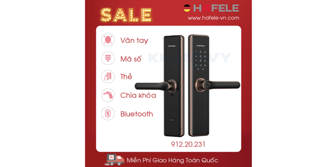 Khóa điện tử Hafele DL7600 912.20.231 trang bị đa dạng phương thức mở khóa