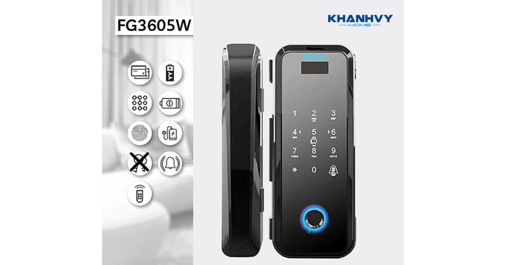Sản phẩm khóa cửa kính PHGlock FG3605W-B Remote sở hữu thiết kế hiện đại và sang trọng