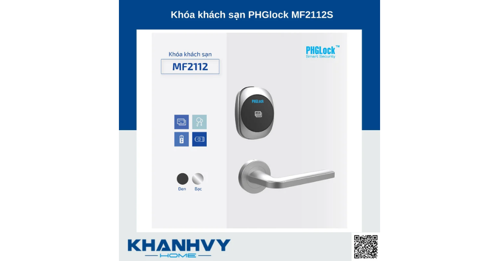 Sản phẩm khóa khách sạn PHGlock MF2112S - L tích hợp các tính năng tiện ích và đa dạng phương thức mở khóa