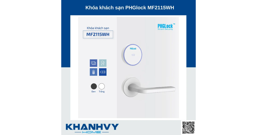 Sản phẩm khóa khách sạn PHGlock MF2115WH - L sở hữu thiết kế hiện đại tích hợp nhiều phương thức mở khóa thông minh