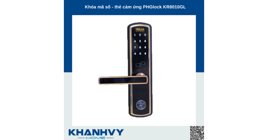 Sản phẩm khóa mã số - thẻ cảm ứng PHGlock KR8010 sở hữu thiết kế sang trọng và hiện đại thích hợp với mọi loại cổng