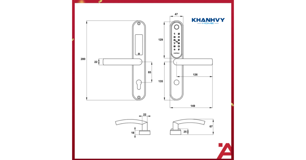 Thông số kỹ thuật khóa điện tử Hafele EL6500 TCS 912.20.122