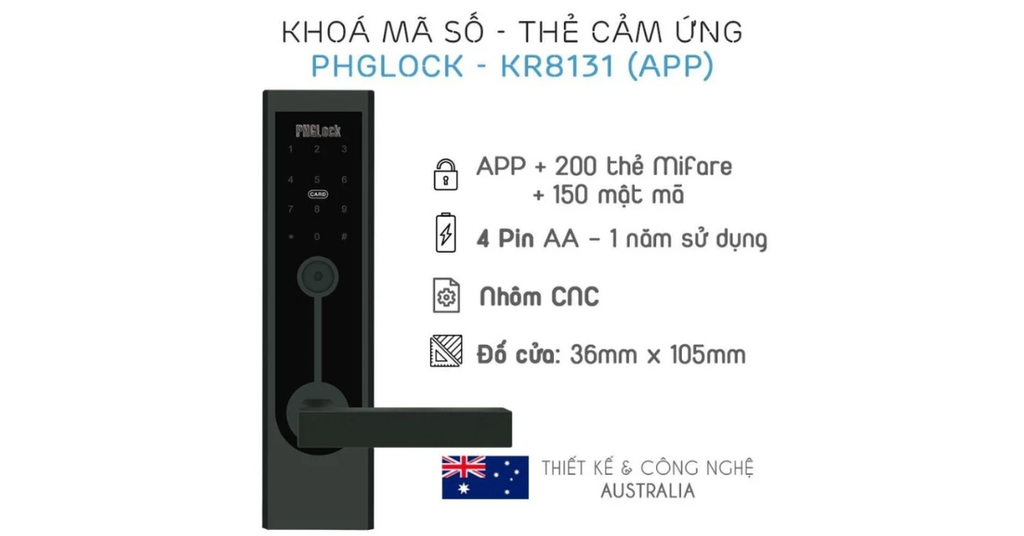 Khóa điện tử PHGLock KR8131B - R App |A