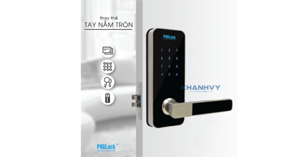 Khóa mã số - thẻ cảm ứng PHGlock KR8171 được làm từ chất liệu hợp kim bền bỉ có tuổi thọ sử dụng lâu dài với phương thức mở cửa đa dạng