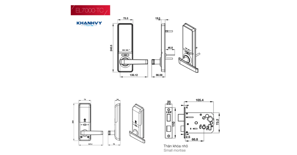 Thông số kỹ thuật khóa điện tử Hafele EL7000-TC 912.05.495