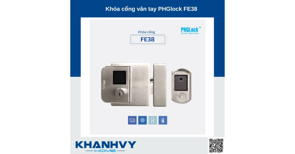 Sản phẩm khóa cổng vân tay PHGlock FE38-DC |A sở hữu thiết kế sang trọng và hiện đại thích hợp với mọi loại cổng