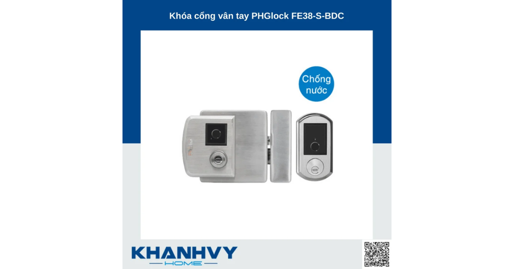 Sản phẩm khóa cổng vân tay PHGlock FE38-S-BDC sở hữu thiết kế sang trọng và hiện đại thích hợp với mọi loại cổng