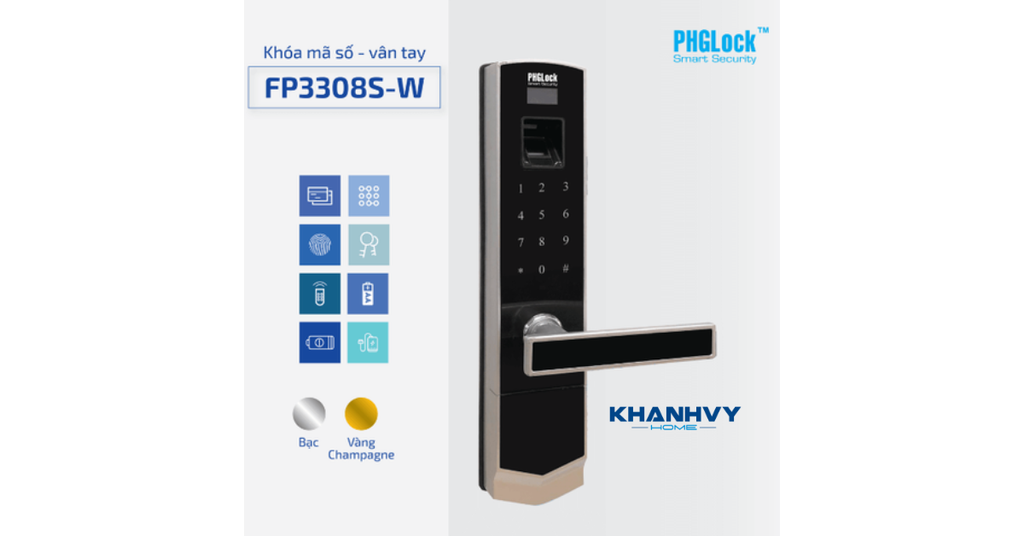Sản phẩm khóa vân tay PHGlock FP3308S-W Remote sở hữu thiết kế sang trọng và tích hợp nhiều phương thức mở khóa