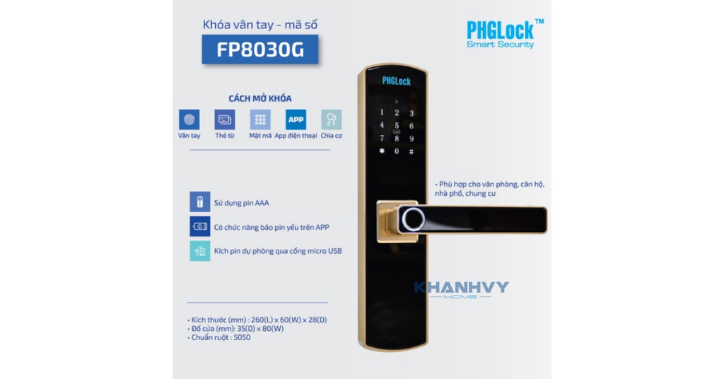 Đặc điểm nổi bật của sản phẩm khóa vân tay PHGlock FP8030G App