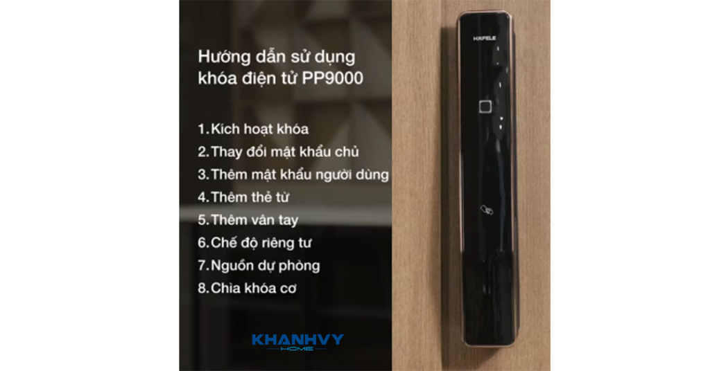 Hướng dẫn sử dụng khóa điện tử Hafele PP9000 912.05.694