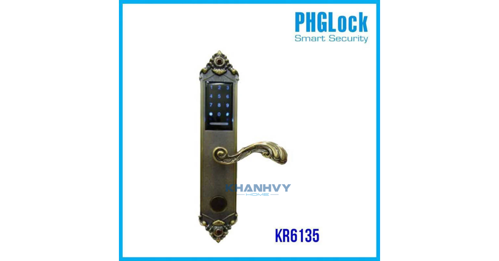 Sản phẩm khóa điện tử PHGlock KR6135G-BR - R |A sở hữu thiết kế hiện cổ điển sang trọng và mặt khóa cảm ứng hiện đại