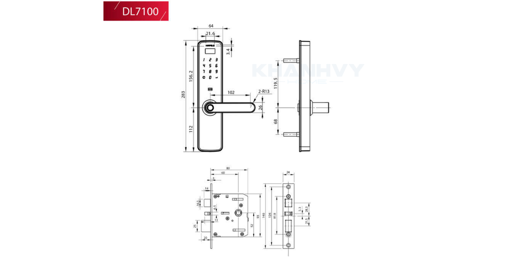 Thông số kỹ thuật khóa điện tử Hafele DL7100 912.05.498