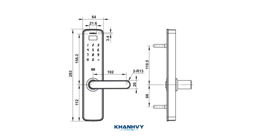 Thông số kỹ thuật khóa điện tử Hafele DL7100 912.20.315