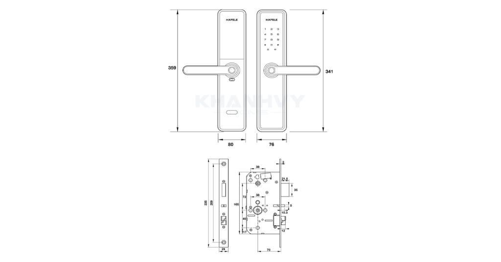 Thông số kỹ thuật khóa điện tử Hafele DL7600 912.20.230