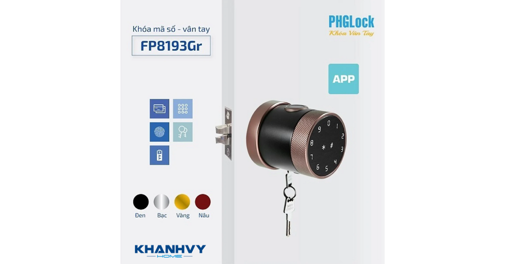 Sản phẩm khóa vân tay PHGlock FP8193Gr sở hữu thiết kế hiện đại và sang trọng