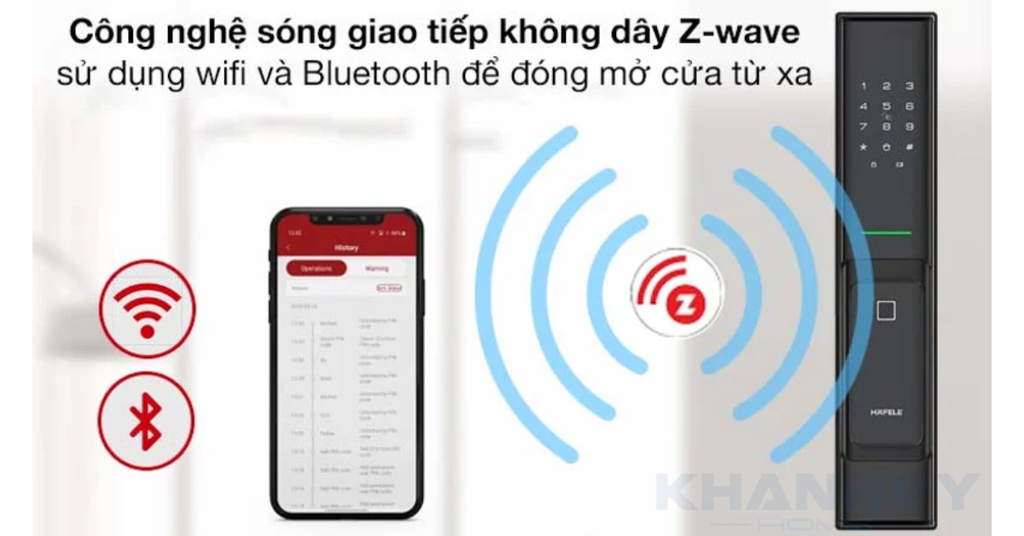 Khóa điện tử Hafele PP8100 912.20.260 mở khóa trên APP điện thoại qua sóng Bluetooth