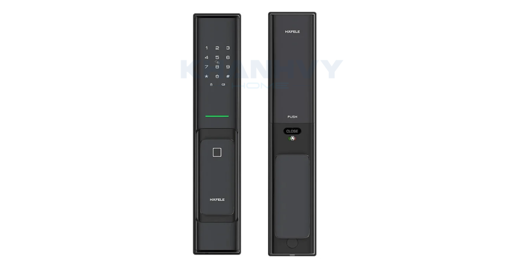 Cận cảnh cảm biến vân tay và bàn phím số hiện đại trên Hafele PP8100