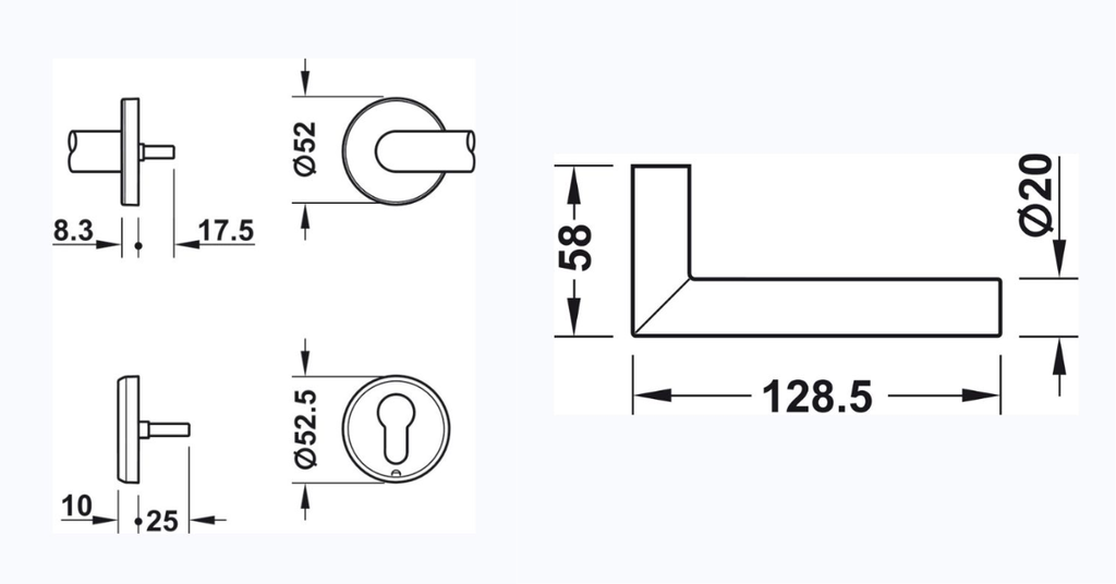Bản vẽ kỹ thuật của khóa điện tử Hafele 917.63.603