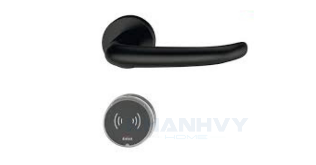 Khoá điện tử nắm ngoài Hafele 917.63.613 với thiết kế inox đen mờ sang trọng và tay nắm kiểu J hiện đại