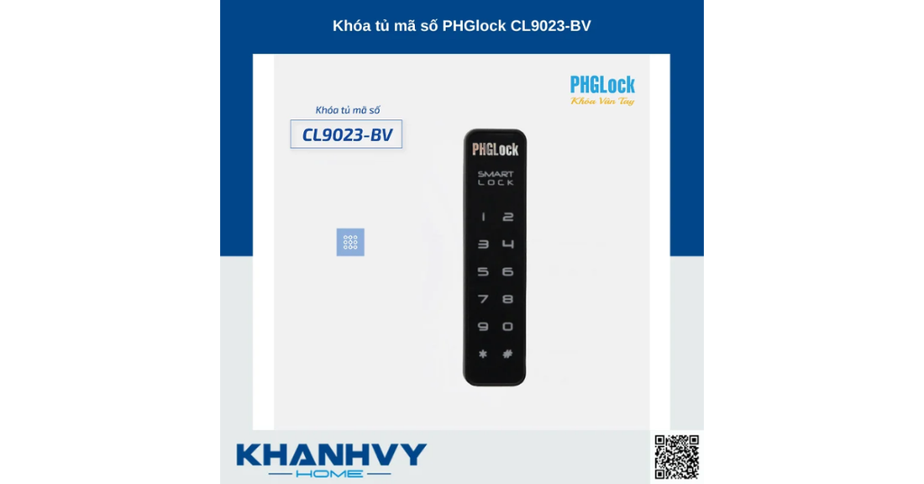 Sản phẩm khóa tủ mã số PHGlock CL9023-BV sở hữu thiết kế sang trọng, cung cấp phương thức mở cửa bằng mã số an toàn, hiện đại
