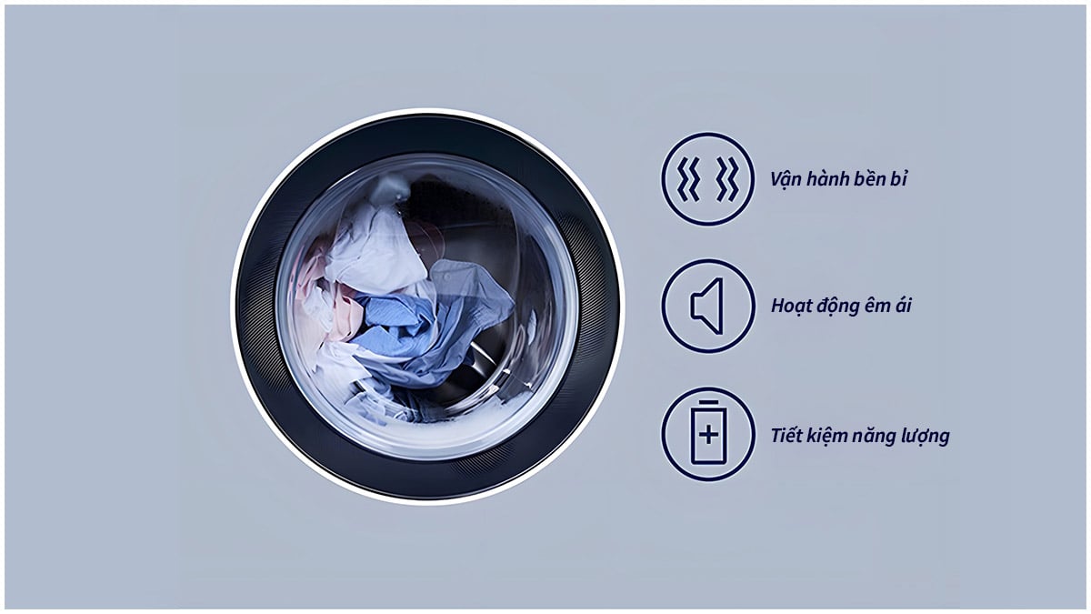 Động cơ Inverter giúp máy sấy vận hành hiệu quả, bền bỉ và tiết kiệm điện đáng kể
