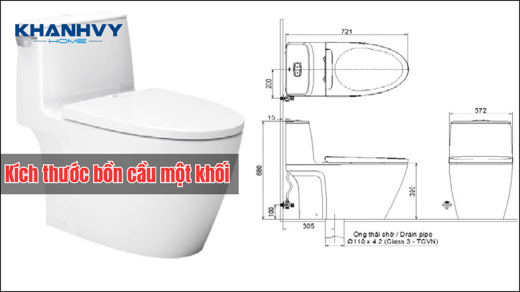 Kích thước bồn cầu một khối