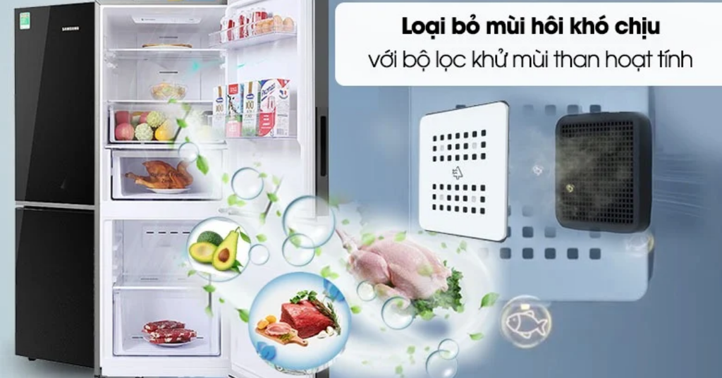 Bộ lọc than hoạt tính khử mùi hiệu quả, giữ không gian tủ luôn trong lành