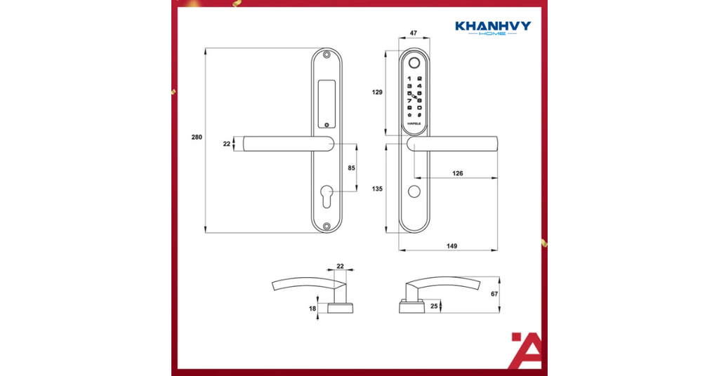 Thông số kỹ thuật khóa điện tử Hafele EL6500 TCS 912.05.970