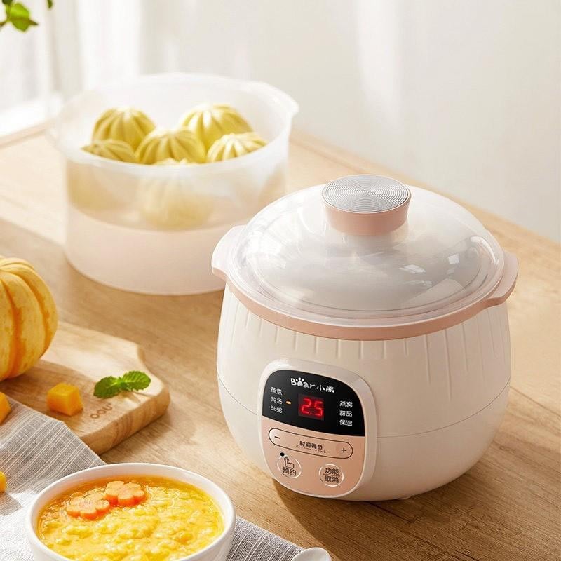 Nồi nấu cháo chậm cho bé Bear có dung tính từ 0,8l – 1,6l phù hợp với nhu cầu khác nhau của các bà nội trợ