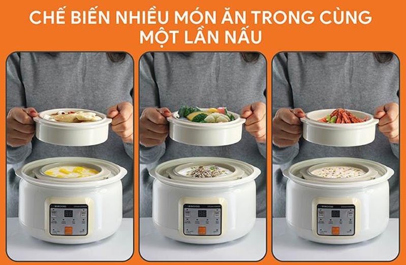 Nồi ninh cháo cho bé 2GOOD A600 sở hữu khay cầm cách nhiệt nên bạn có thể bưng bê thoải mái mà không sợ bỏng
