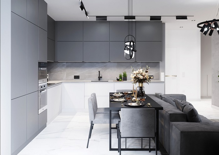 Màu sắc phù hợp với phong cách tủ bếp acrylic này rất dễ tìm