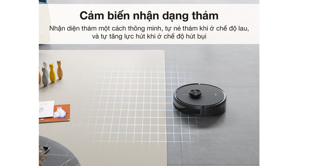 Tính năng nhận diện thảm và tự động điều chỉnh lực hút