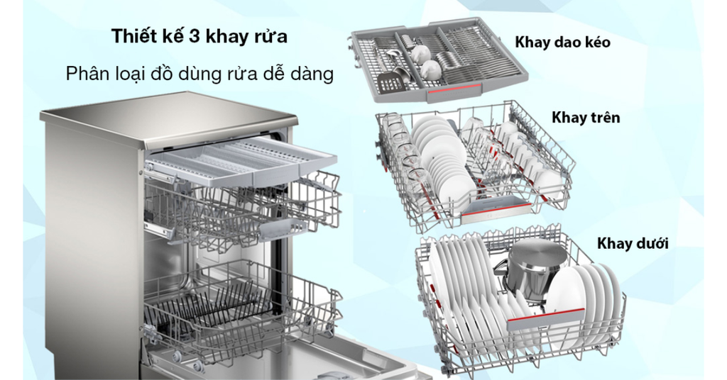 Thiết kế 3 khay rộng rãi