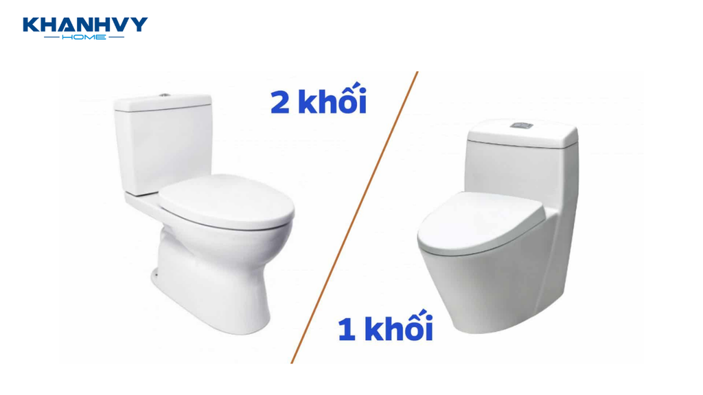 Thiết kế khác nhau giữa bồn cầu 2 khối và bồn cầu 1 khối