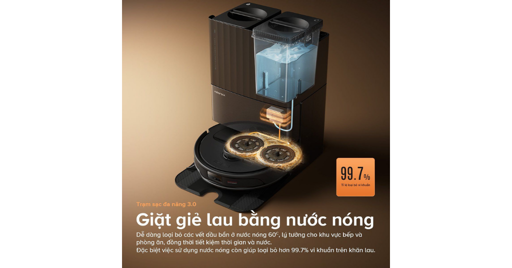 Trạm sạc đa năng – Tự động đổ rác, giặt giẻ lau và châm nước sạch