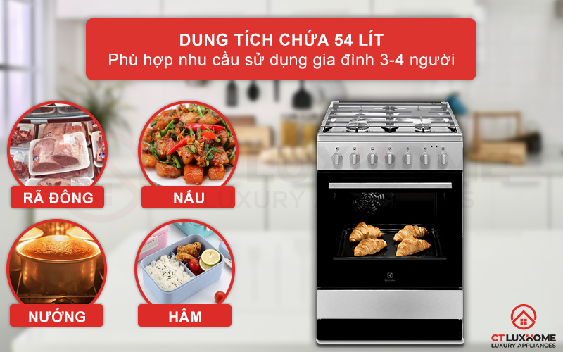 Bếp gas kết hợp lò nướng có dung tích lớn 54L