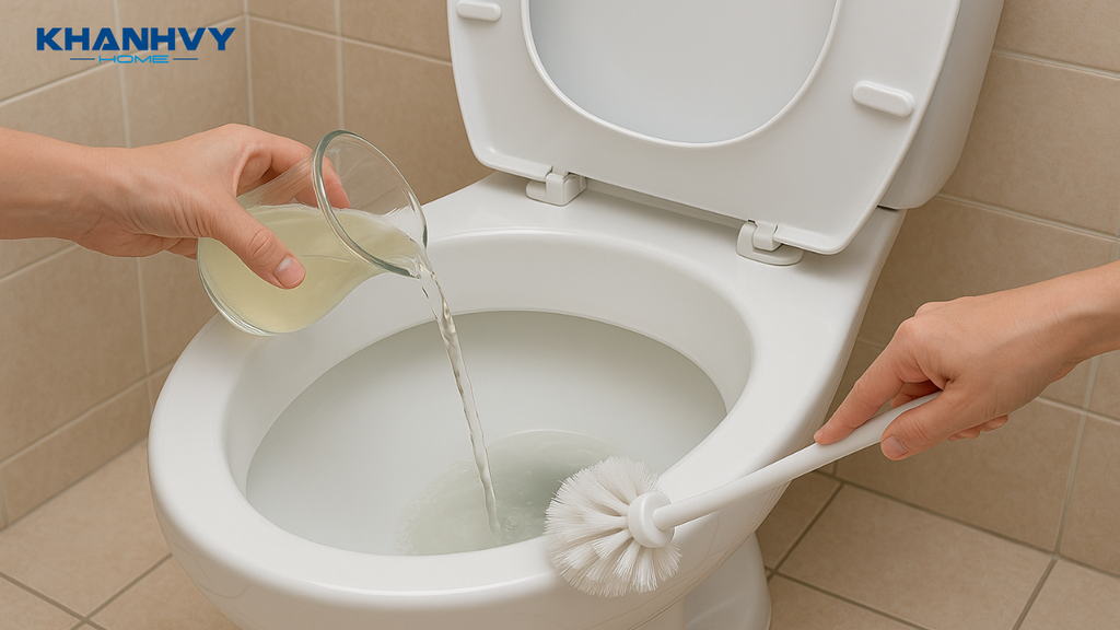 Hỗn hợp giấm trắng và muối giúp đánh bay vết ố lâu ngày