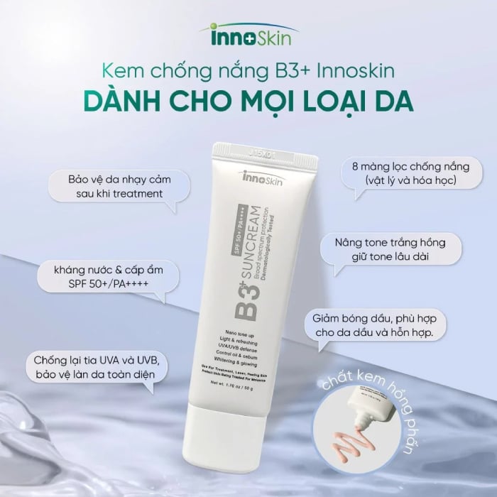 商品画像：Kem Chống Nắng Dành Cho Da Khô Innoskin B3+ Suncream SPF50 4