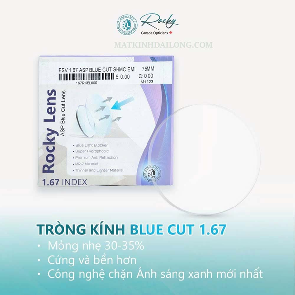 TRÒNG KÍNH ROCKY BLUE UV 1.67 ASP