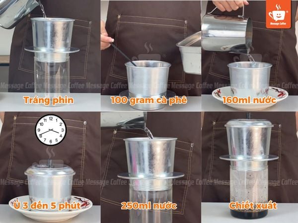 Cách pha cà phê phin lớn nguyên chất