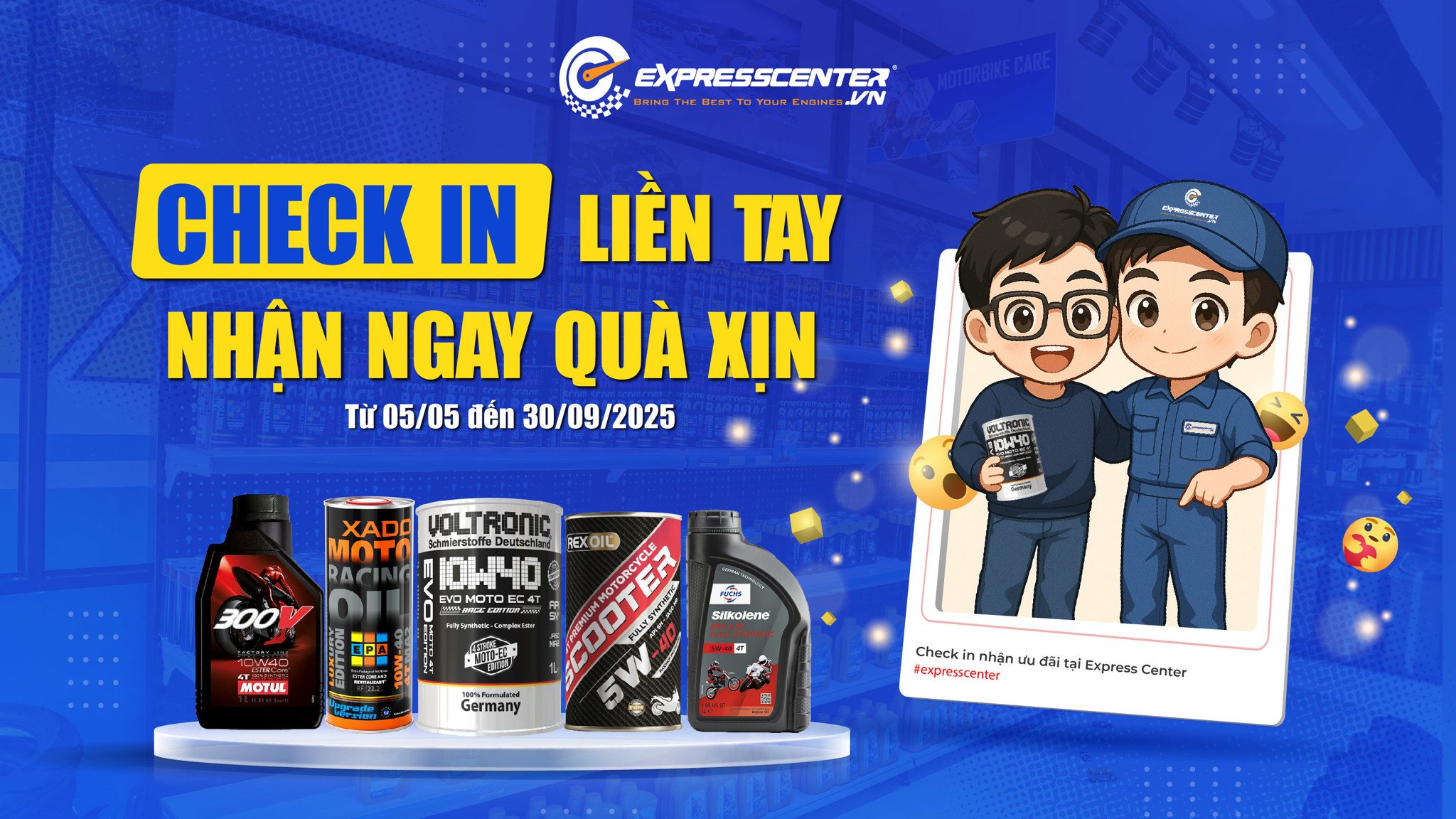 Nhận miễn phí gói phụ trợ động cơ khi tham gia “Check in liền tay - Nhận ngay quà xịn”