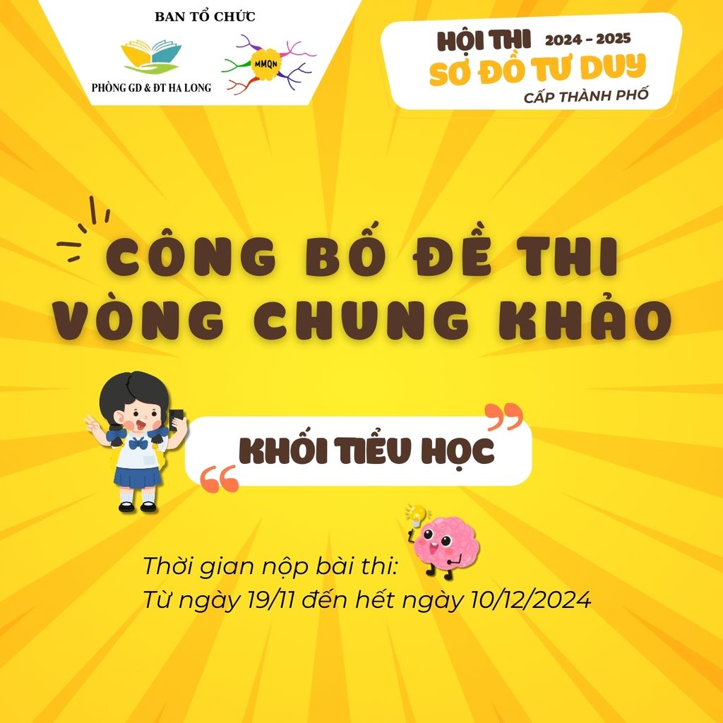 CÔNG BỐ ĐỀ THI VÒNG CHUNG KHẢO SƠ ĐỒ TƯ DUY CẤP THÀNH PHỐ 2024-2025 KHỐI TIỂU HỌC