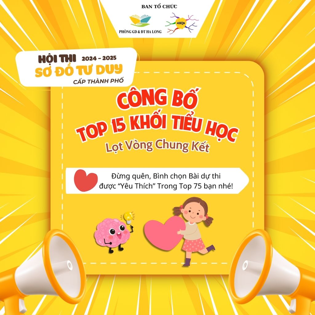 CÔNG BỐ TOP 15 BÀI DỰ THI XUẤT SẮC KHỐI TIỂU HỌC VÀO VÒNG CHUNG KẾT