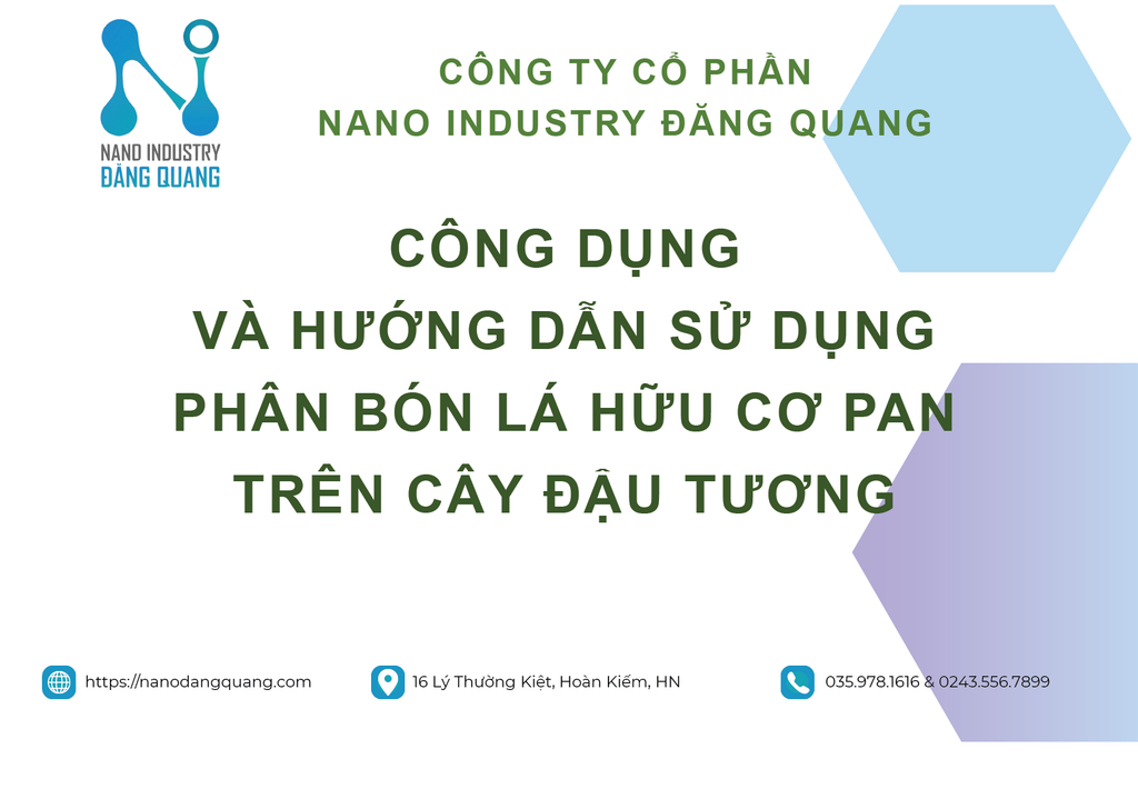 HƯỚNG DẪN SỬ DỤNG PHÂN BÓN LÁ HỮU CƠ PAN TRÊN CÂY ĐẬU TƯƠNG
