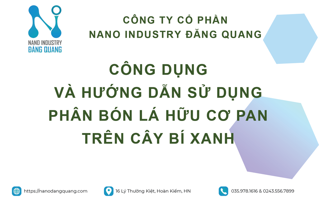HƯỚNG DẪN SỬ DỤNG PHÂN BÓN LÁ HỮU CƠ PAN TRÊN CÂY BÍ XANH
